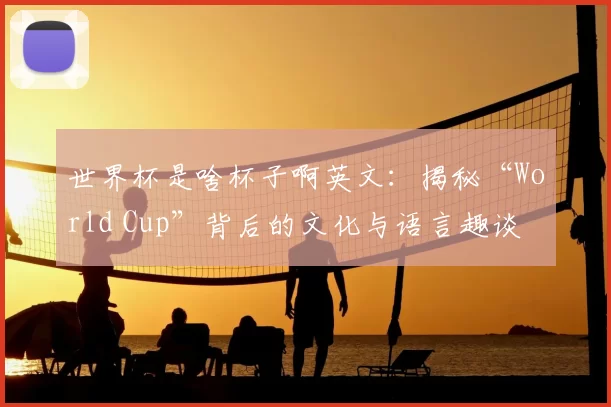 世界杯是啥杯子啊英文:揭秘“World Cup”背后的文化与语言趣谈