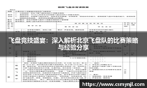 飞盘竞技盛宴：深入解析北京飞盘队的比赛策略与经验分享