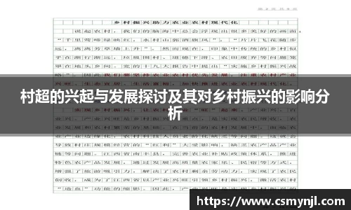 村超的兴起与发展探讨及其对乡村振兴的影响分析